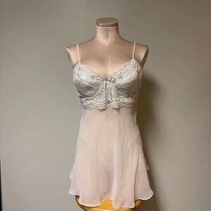 Lace-Embellished Cream Chemise